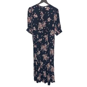 byTimo Floral Midi Dress Navy Blue Posy
